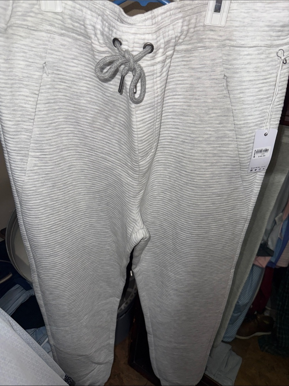 BKE Light Gray Ribbed Sweatpants Joggers